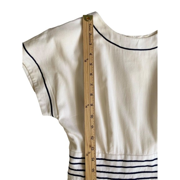 Rare Vintage Lanz Originals Sailor Midi Dress Fit & Flare White Gold Button - Picture 5 of 10